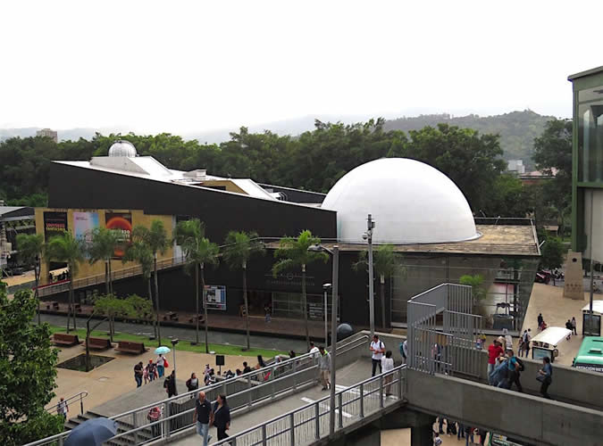 <strong>Planetario de </strong>Medellín Jesús Emilio Ramírez González (Medellín Planetarium)<strong>, </strong>Medellín, Colombia. Marco Aurelio Baquero, Architect. See: <a href='https://medellinguru.com/planetario-de-medellin/'>https://medellinguru.com/planetario-de-medellin/</a>. (Photo: website.)